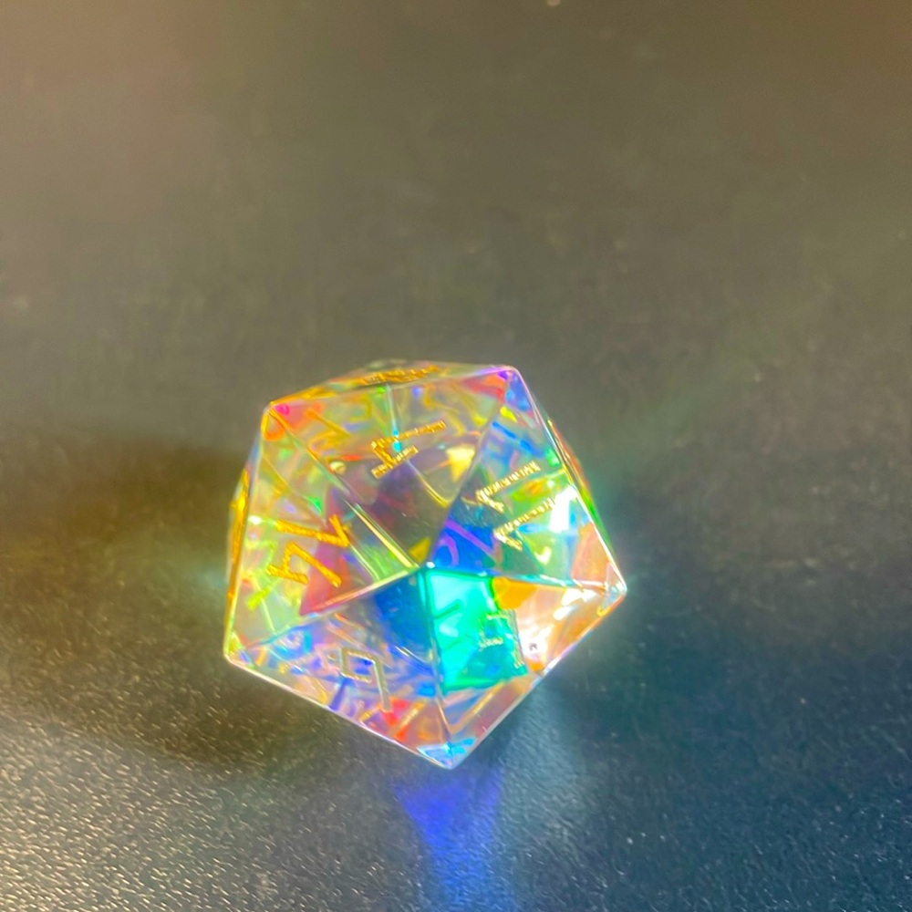 NEW K9 RAINBOW GLASS 30mm SINGLE D20 DICE